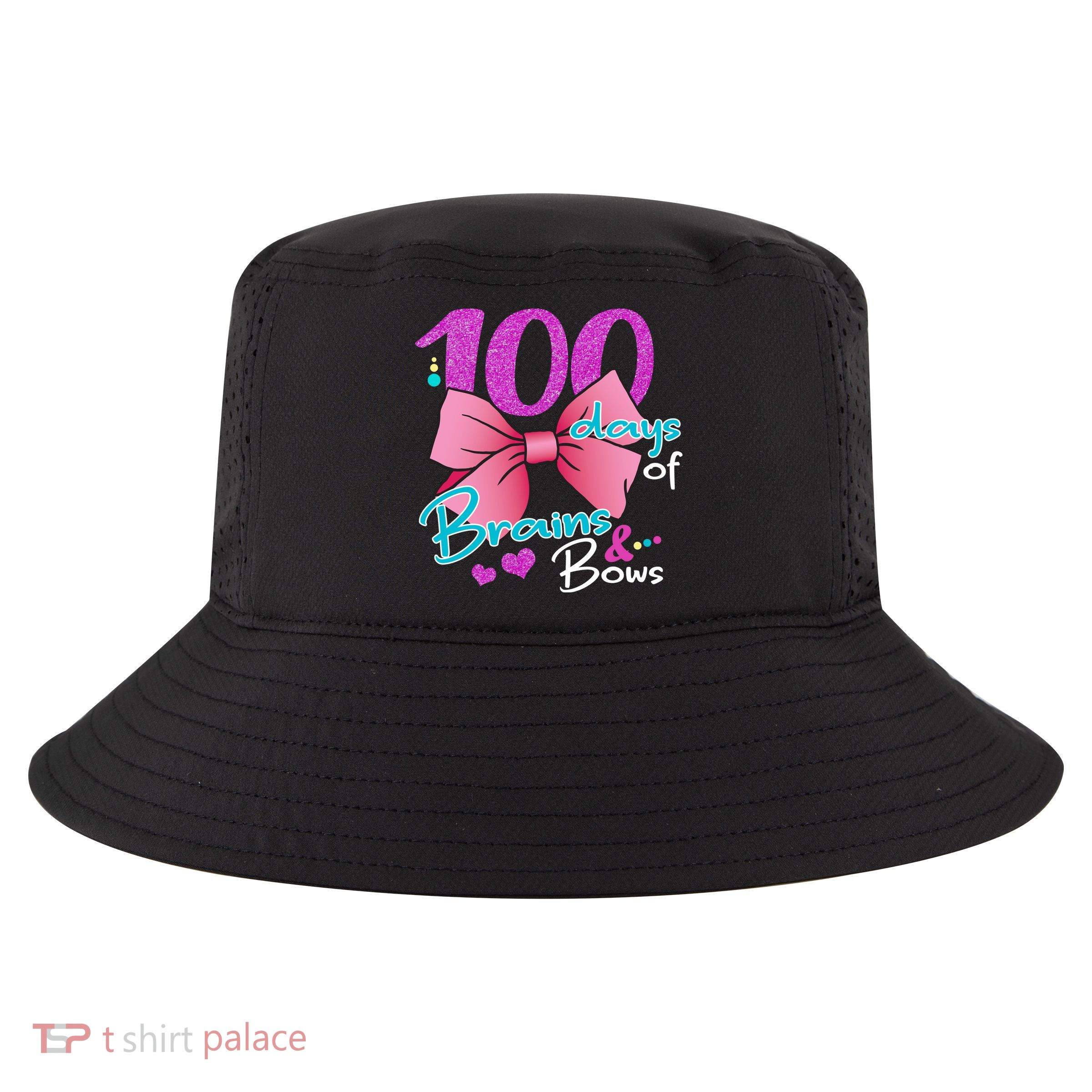 100 Days Of School Brains and Bows Cool Comfort Performance Bucket Hat