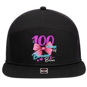 100 Days Of School Brains and Bows 7 Panel Mesh Trucker Snapback Hat