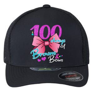 100 Days Of School Brains and Bows Flexfit Unipanel Trucker Cap