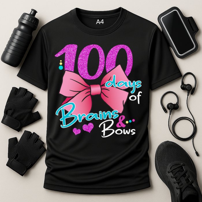100 Days Of School Brains and Bows Performance Shirt