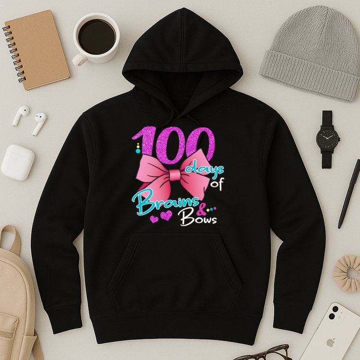 100 Days Of School Brains and Bows Hoodie