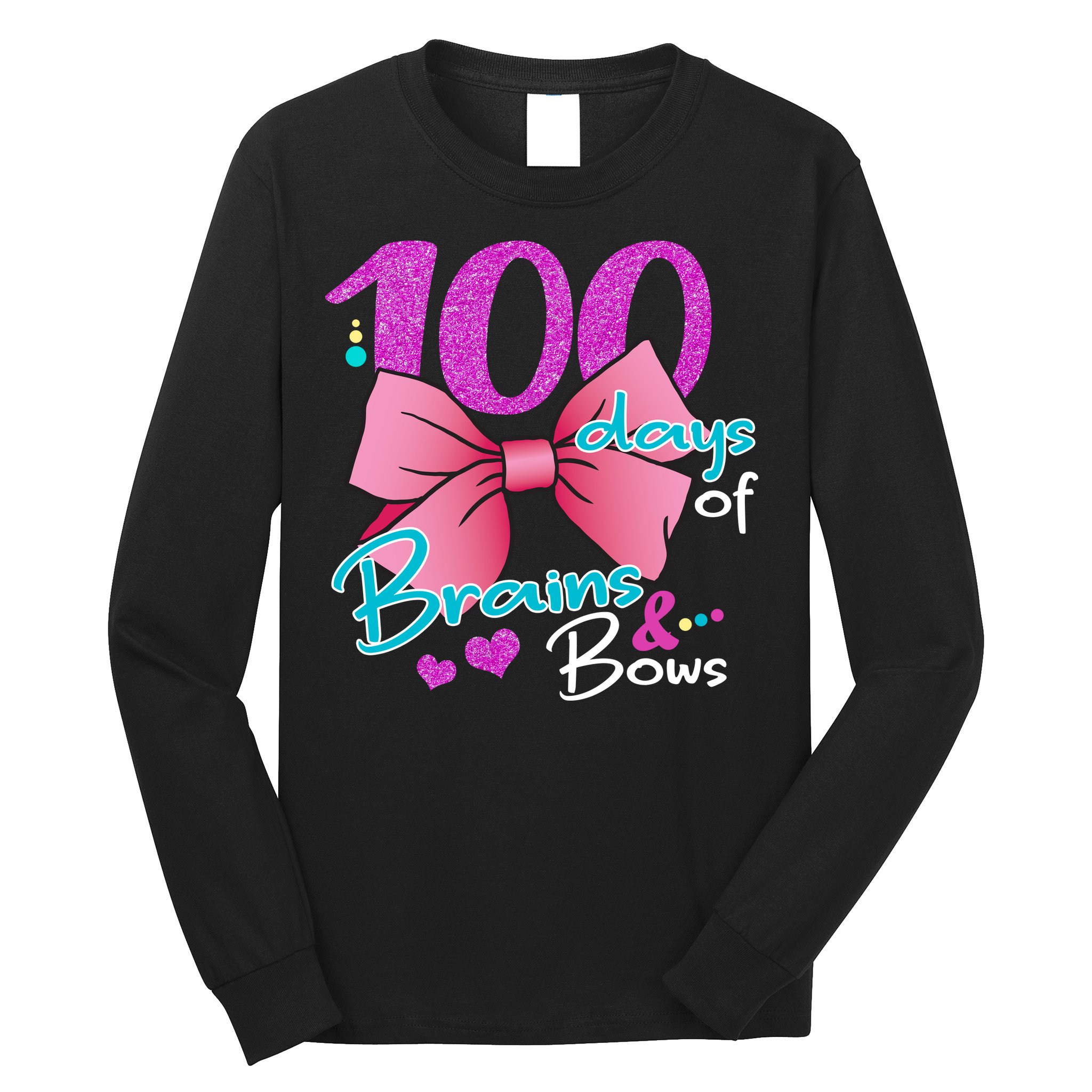 100 Days Of School Brains and Bows Long Sleeve Shirt