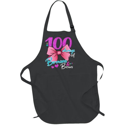 100 Days Of School Brains and Bows Full-Length Apron With Pockets