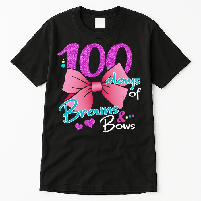 100 Days Of School Brains and Bows Tall T-Shirt