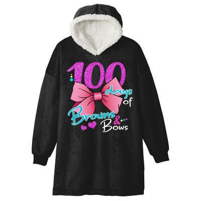 100 Days Of School Brains and Bows Hooded Wearable Blanket