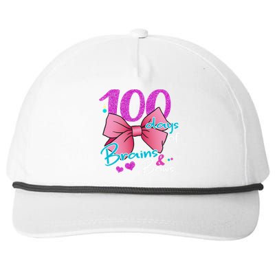 100 Days Of School Brains and Bows Snapback Five-Panel Rope Hat