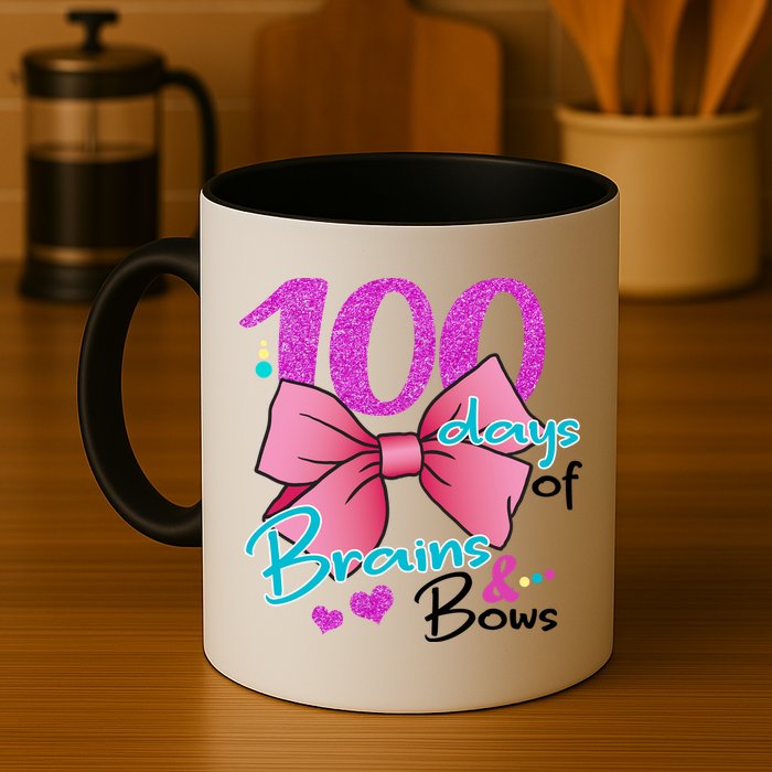 100 Days Of School Brains and Bows Mug