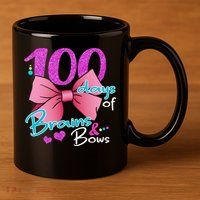 100 Days Of School Brains and Bows 11oz C Handle Ceramic Mug