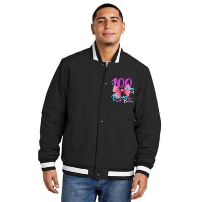 100 Days Of School Brains and Bows Insulated Varsity Jacket