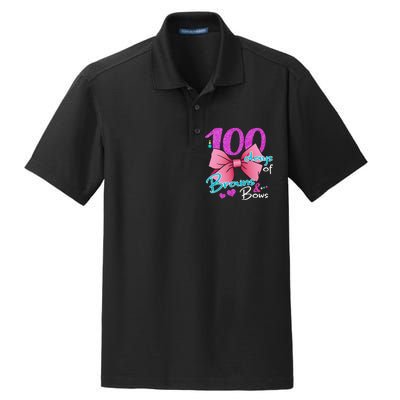 100 Days Of School Brains and Bows Dry Zone Grid Polo