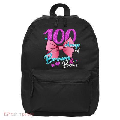 100 Days Of School Brains and Bows 16 in Basic Backpack