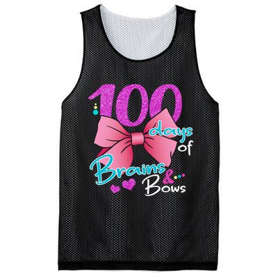 100 Days Of School Brains and Bows Mesh Reversible Basketball Jersey Tank
