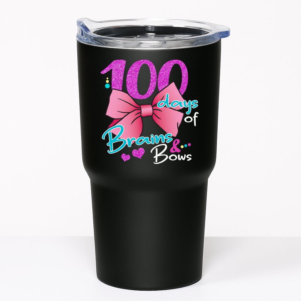 100 Days Of School Brains and Bows Tumbler