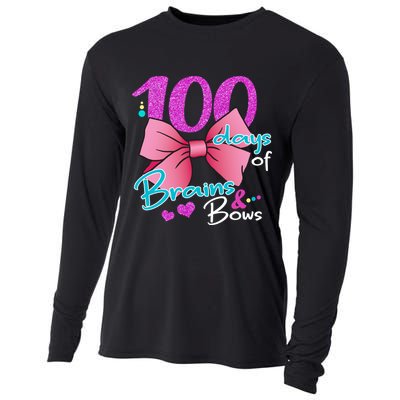 100 Days Of School Brains and Bows Cooling Performance Long Sleeve Crew
