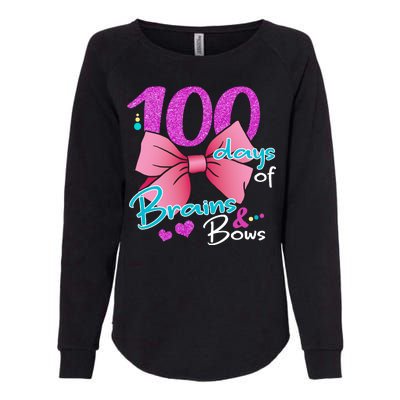 100 Days Of School Brains and Bows Womens California Wash Sweatshirt