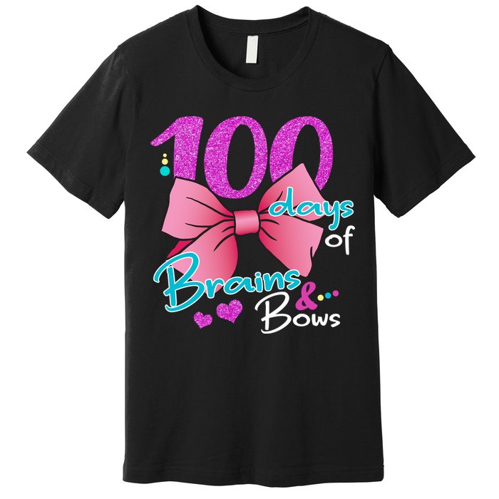 100 Days Of School Brains and Bows Premium T-Shirt