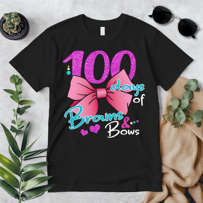 100 Days Of School Brains and Bows Premium T-Shirt
