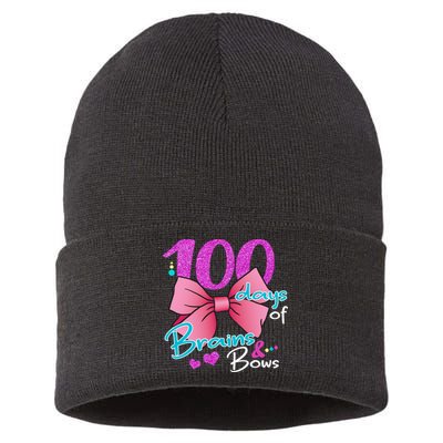 100 Days Of School Brains and Bows Sustainable Knit Beanie