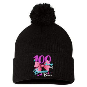 100 Days Of School Brains and Bows Pom Pom 12in Knit Beanie