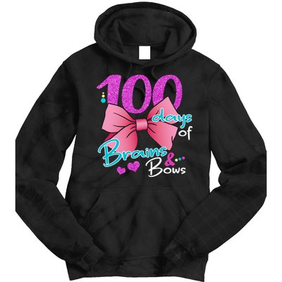 100 Days Of School Brains and Bows Tie Dye Hoodie