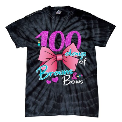 100 Days Of School Brains and Bows Tie-Dye T-Shirt