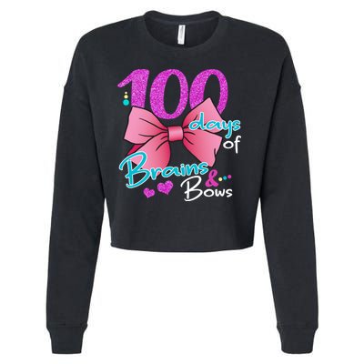 100 Days Of School Brains and Bows Cropped Pullover Crew