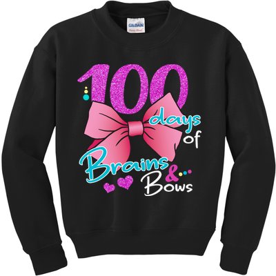 100 Days Of School Brains and Bows Kids Sweatshirt