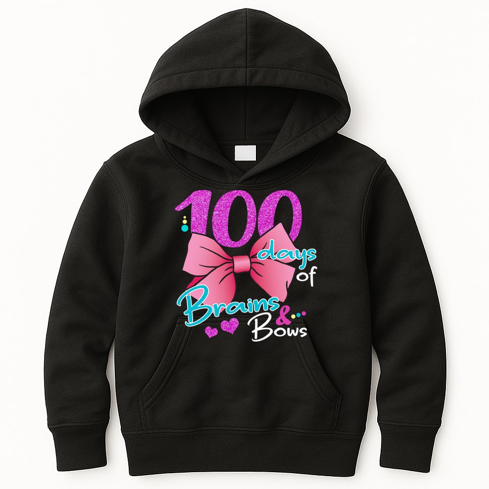 100 Days Of School Brains and Bows Kids Hoodie