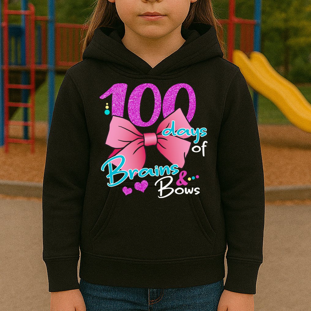 100 Days Of School Brains and Bows Kids Hoodie