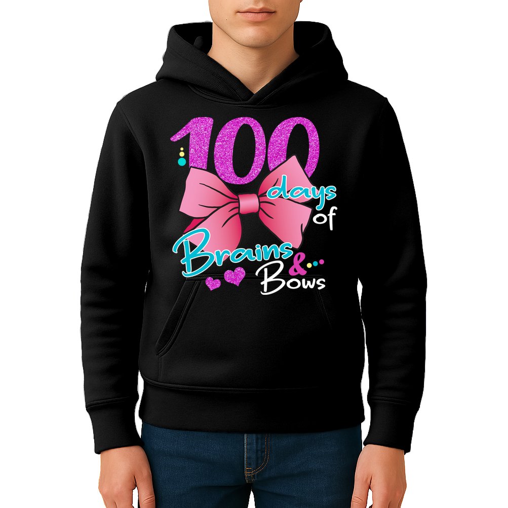 100 Days Of School Brains and Bows Kids Hoodie