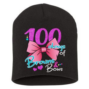 100 Days Of School Brains and Bows Short Acrylic Beanie