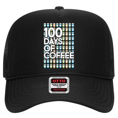 100 Days Of School (Coffee) High Crown Mesh Back Trucker Hat