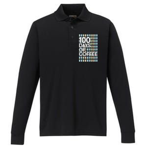 100 Days Of School (Coffee) Performance Long Sleeve Polo