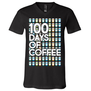 100 Days Of School (Coffee) V-Neck T-Shirt