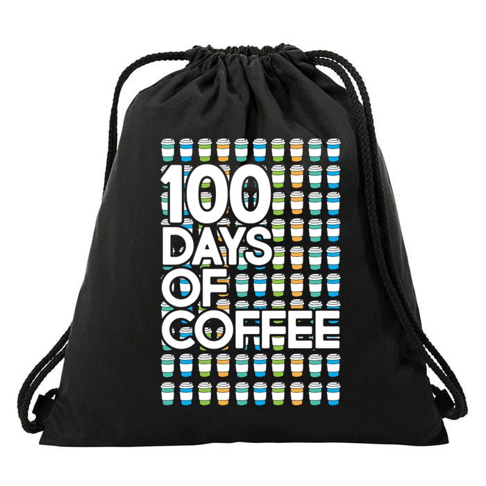 100 Days Of School (Coffee) Drawstring Bag