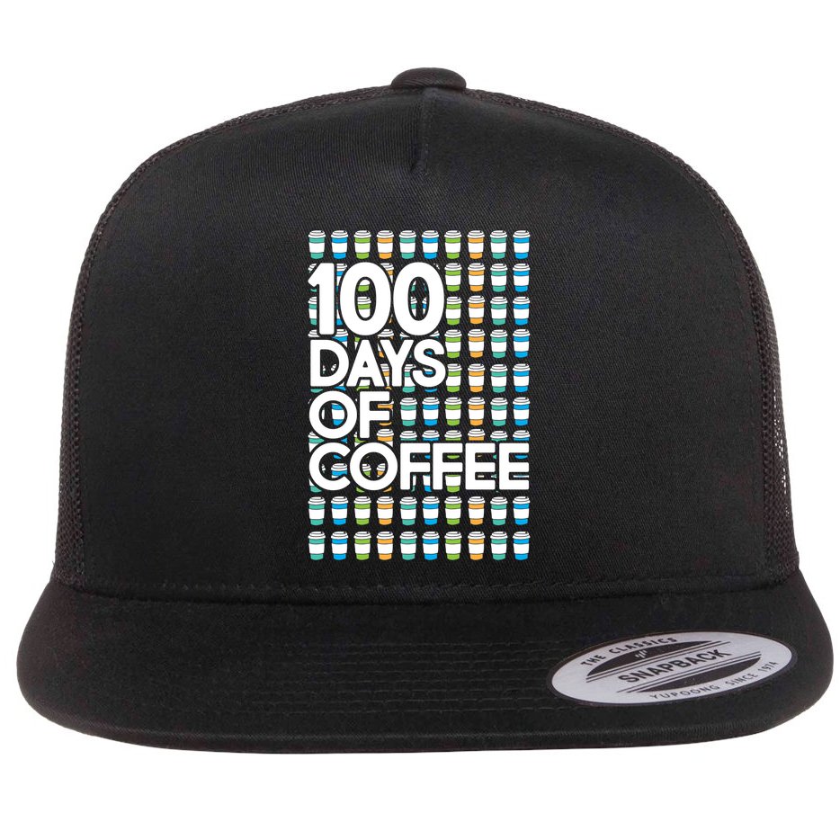 100 Days Of School (Coffee) Flat Bill Trucker Hat
