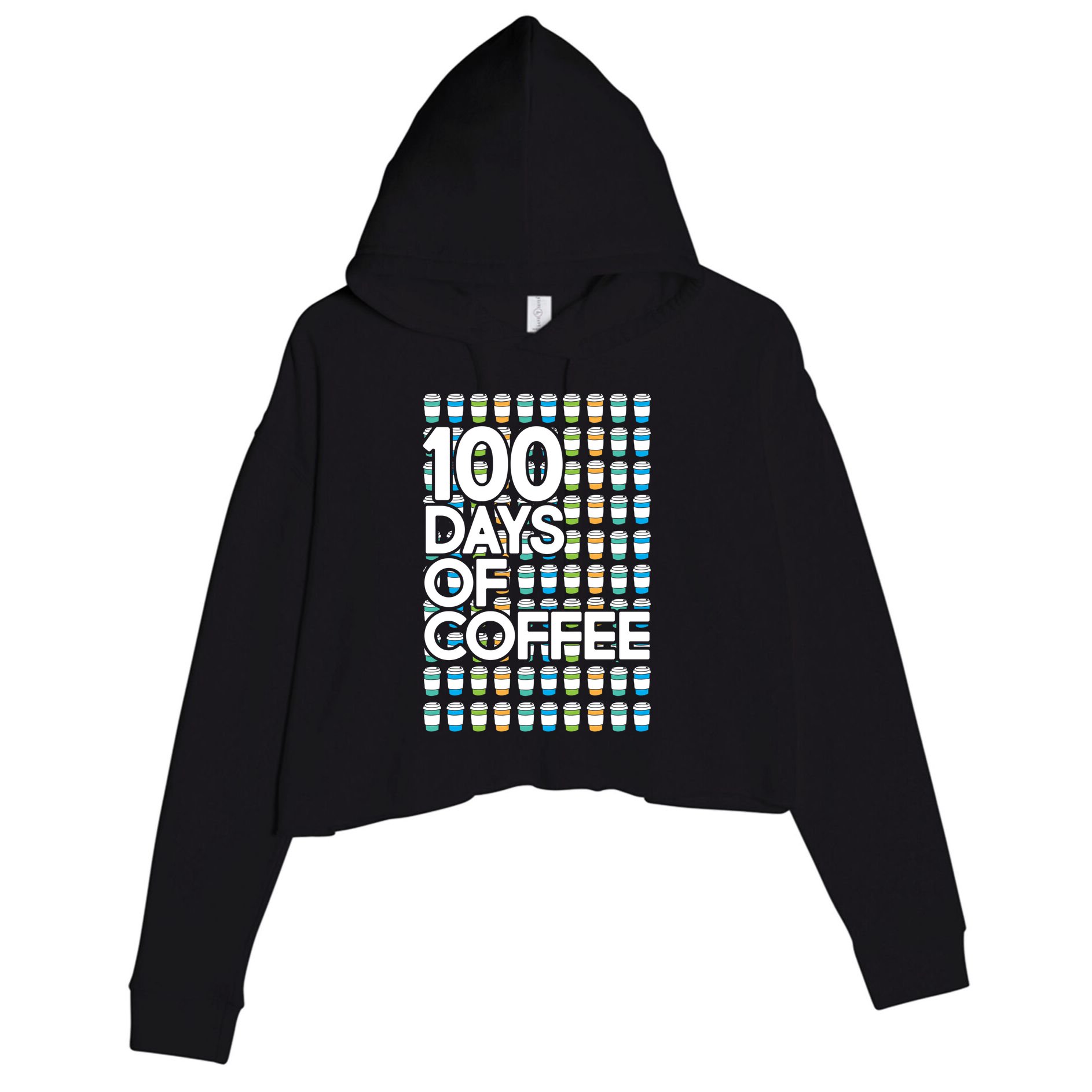 100 Days Of School (Coffee) Crop Fleece Hoodie