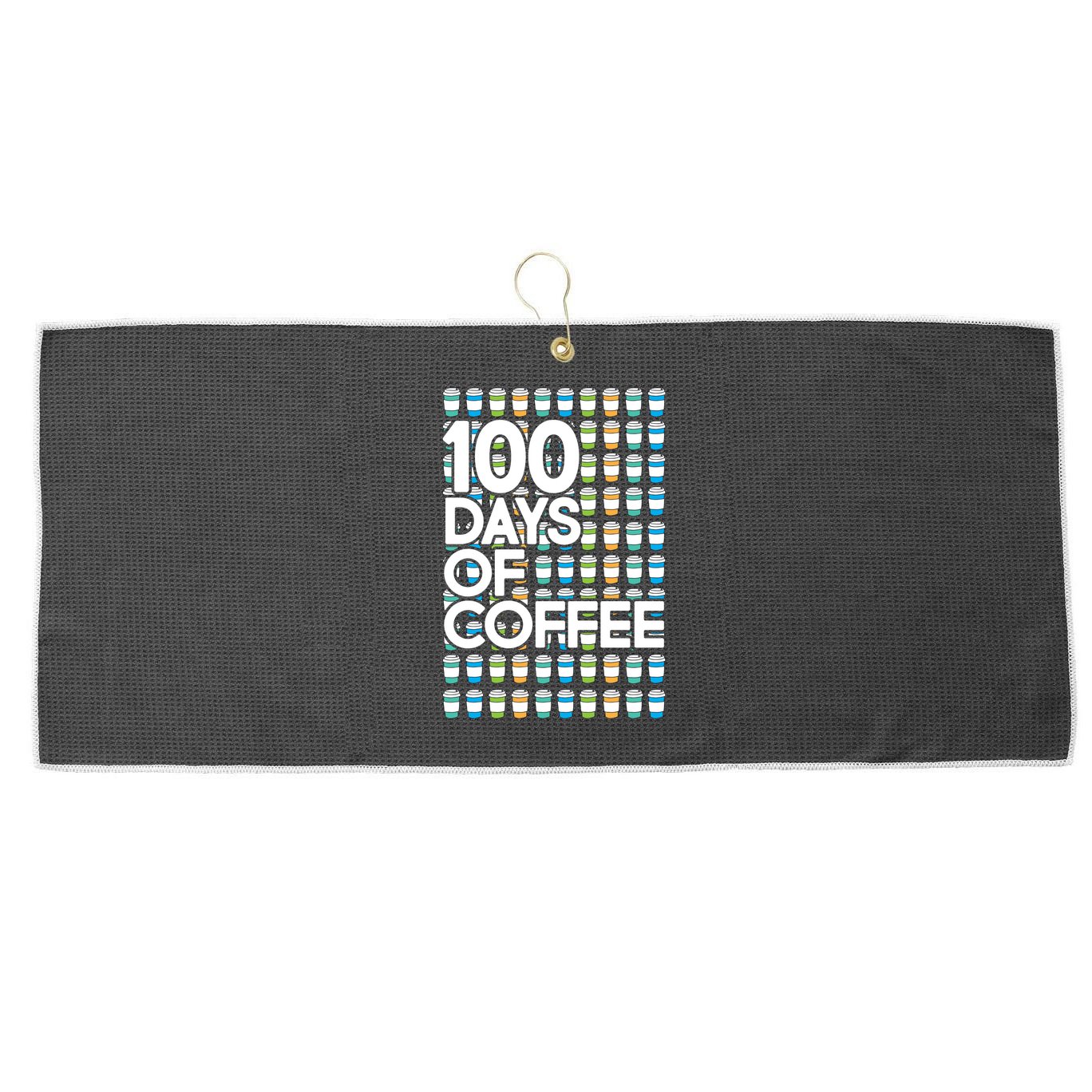 100 Days Of School (Coffee) Large Microfiber Waffle Golf Towel