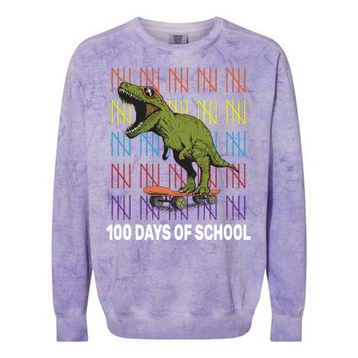 100 Days of School Cool Dinosaur Colorblast Crewneck Sweatshirt