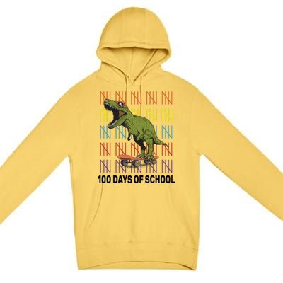 100 Days of School Cool Dinosaur Premium Pullover Hoodie