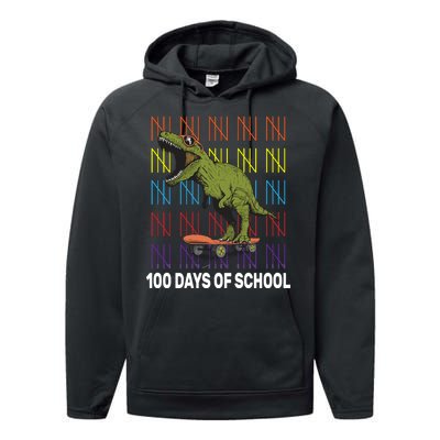 100 Days of School Cool Dinosaur Performance Fleece Hoodie