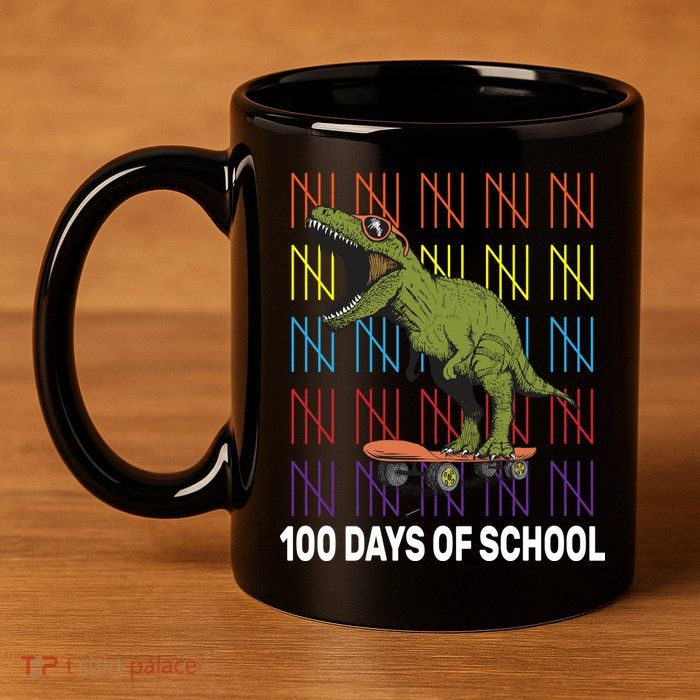 100 Days of School Cool Dinosaur 11oz C Handle Ceramic Mug