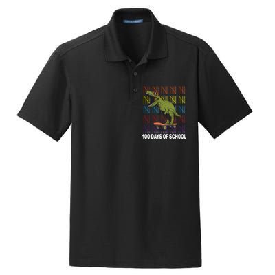 100 Days of School Cool Dinosaur Dry Zone Grid Polo