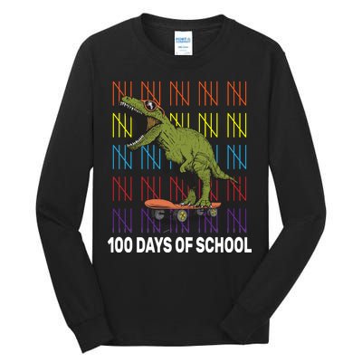 100 Days of School Cool Dinosaur Tall Long Sleeve T-Shirt