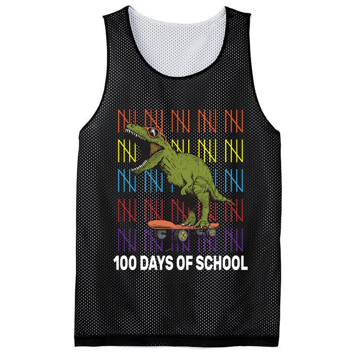 100 Days of School Cool Dinosaur Mesh Reversible Basketball Jersey Tank