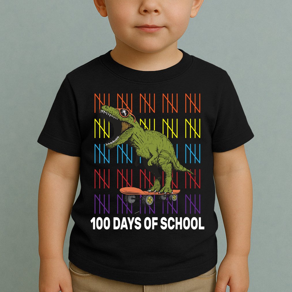 100 Days of School Cool Dinosaur Toddler T-Shirt