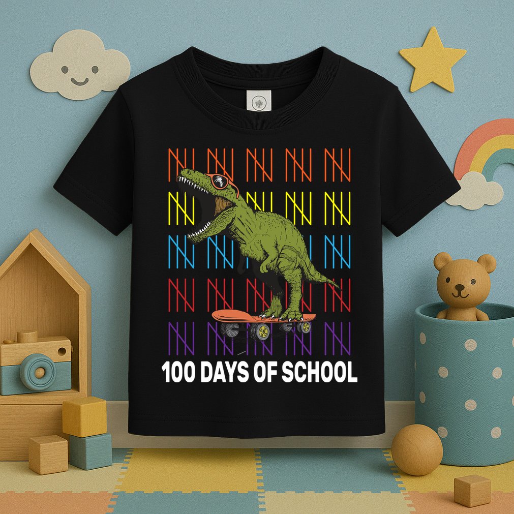 100 Days of School Cool Dinosaur Toddler T-Shirt