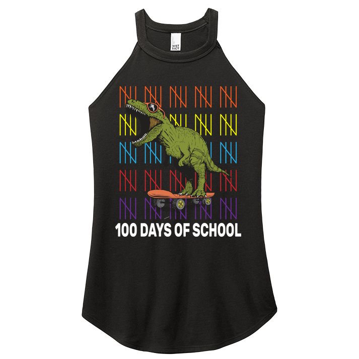 100 Days of School Cool Dinosaur Women's Perfect Tri Rocker Tank