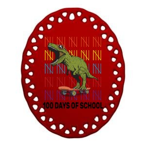 100 Days of School Cool Dinosaur Ceramic Oval Ornament