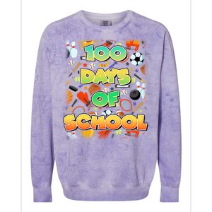 100 Days Of School Sports Colorblast Crewneck Sweatshirt